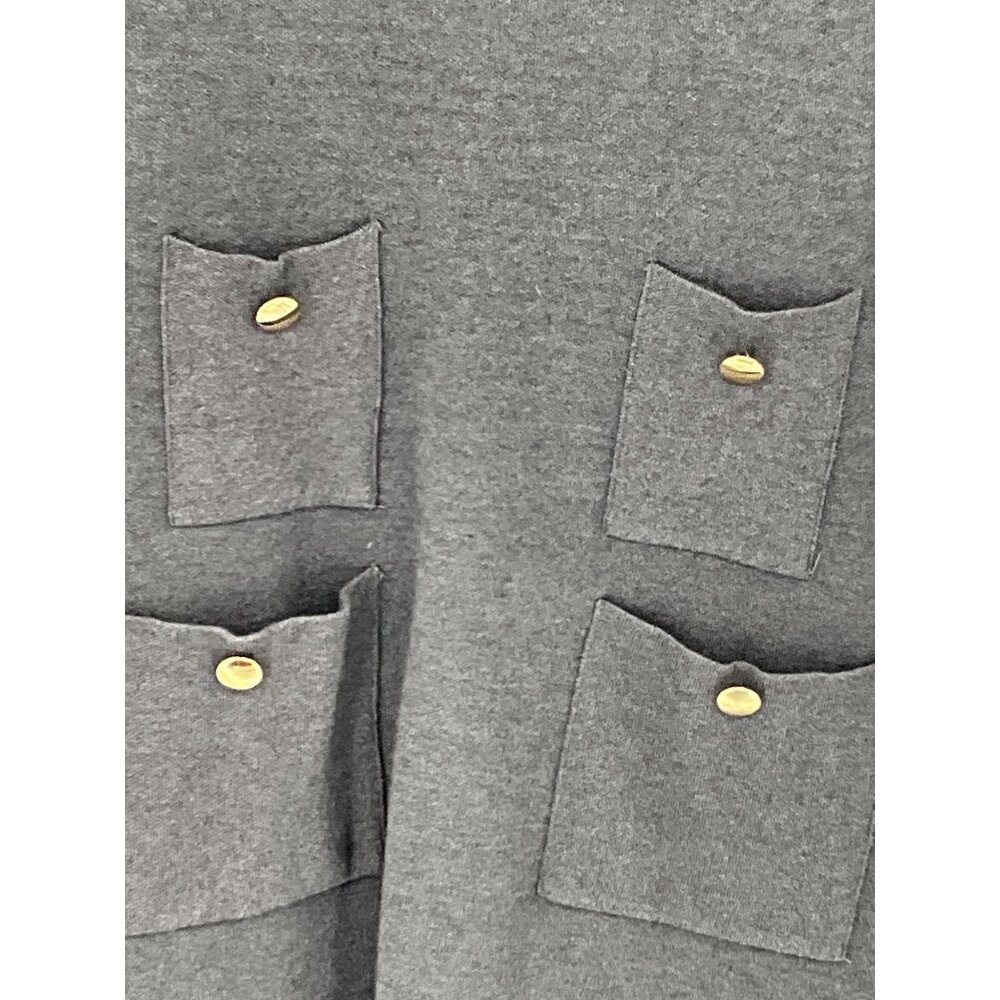 Zara Knit‎ Small Gray Sweater Dress With Buttoned Pockets - Picture 2 of 5